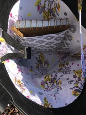 Große Handtasche - Feines Karo-Muster (schwarz-weiß) schwarze Handmade 